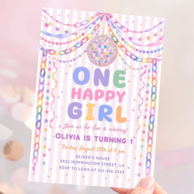 Invitación Cadena de papel pastel Disco Dos Mucho Diversión C (Subido por el creador)