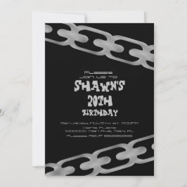 Invitación Cadena de plata falsa simple para fiesta de cumple