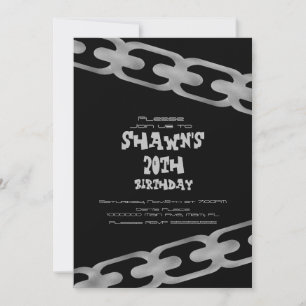 Invitación Cadena de plata falsa simple para fiesta de cumple