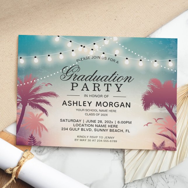 Invitación Cadena de verano ilumina fiesta de graduación al a (Subido por el creador)
