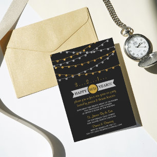 Invitación Cadena dorada y plateada enciende Fiesta de Año nu