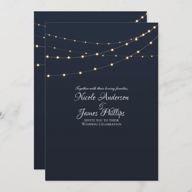Invitación Cadena moderna enciende simple Boda mínimo rústico (Anverso / Reverso)