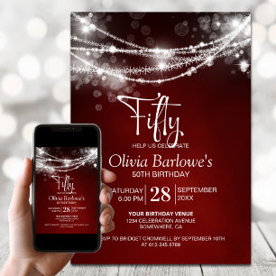 Invitación Cadena roja ilumina la fiesta de cumpleaños número