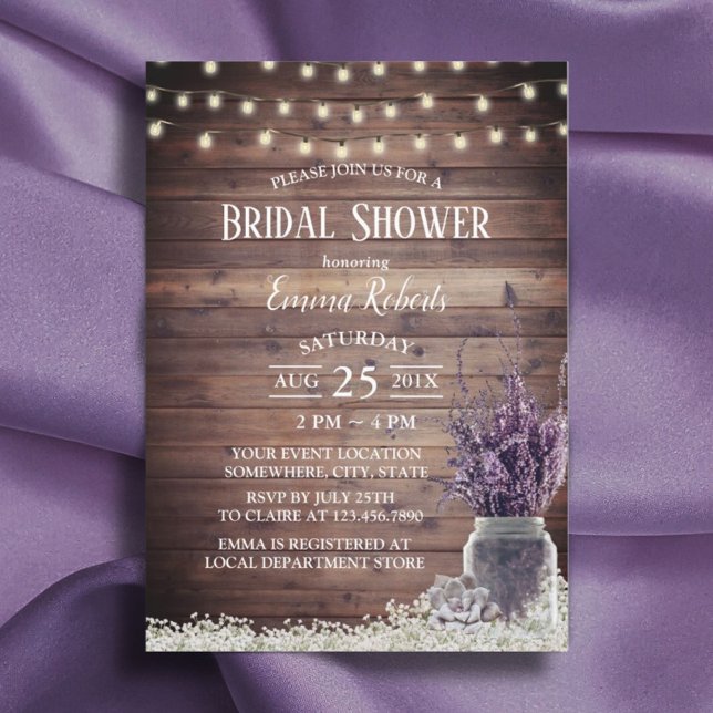 Invitación Cadena Rusa Enciende La Ducha Bridal Floral Lavend (Subido por el creador)