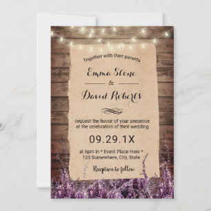 Invitación Cadena Rusa Ilumina Boda Floral Lavender