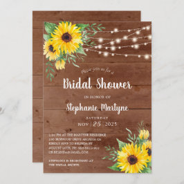 Invitación Cadena Rustic Sunflower Ilumina ducha de novia
