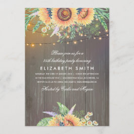 Invitación Cadena Rustica de Girasol Ilumina Fiesta de Cumple