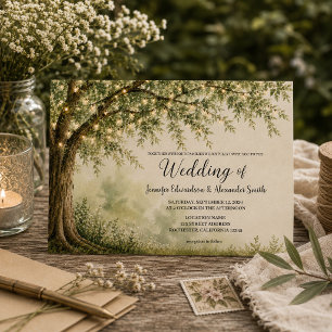 Invitación Cadena rústica de luces de árbol para boda campest