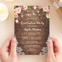Invitación Cadena Rústica enciende fiesta de graduación de fo