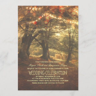 Invitación Cadena rústica Woodland ilumina árboles Boda