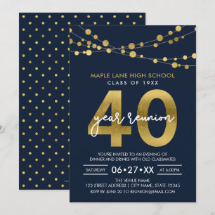 Invitación Cadenas azules de luces Reunión de 40 años de clas