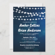 Cadenas brillantes de luz en un profundo Boda de B