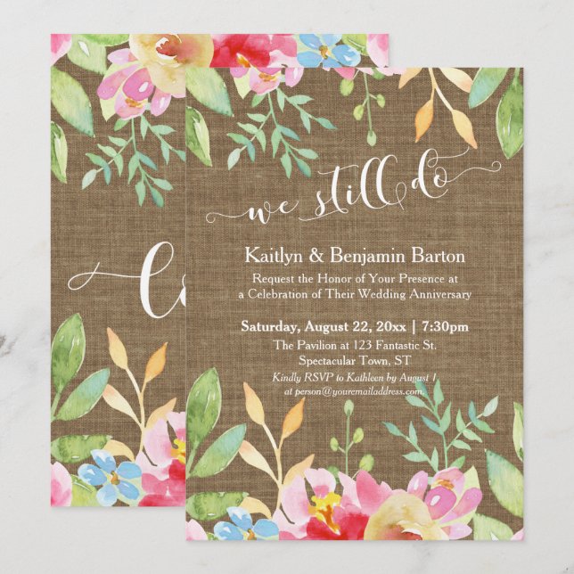 Invitación Cadenas de Luces con Encaje de Arpillera Seguimos  (Anverso / Reverso)