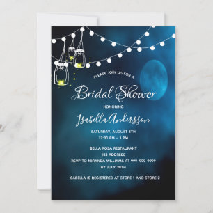 Invitación Cadenas de luz azul de la luna de la novia