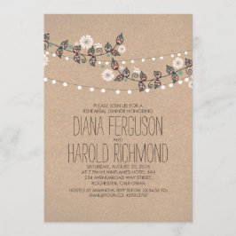 Invitación Cadenas de luz suave Floral Rústico Ensayo Cena