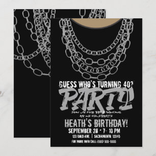 Invitación Cadenas de plata baile de Hip Hop negro fiesta de 