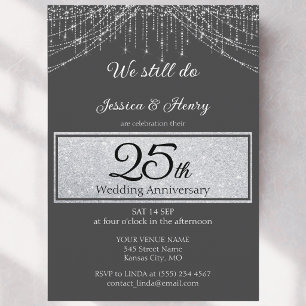 Invitación Cadenas de plata elegantes aniversario de bodas nú