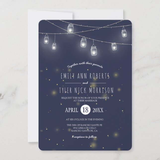 Invitación Cadenas rusticas de Mason Jars Luchan contra Boda (Anverso)