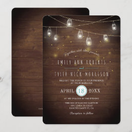 Invitación Cadenas rusticas de Mason Jars Luchan contra Boda