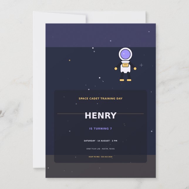 Invitación Cadete espacial (Anverso)