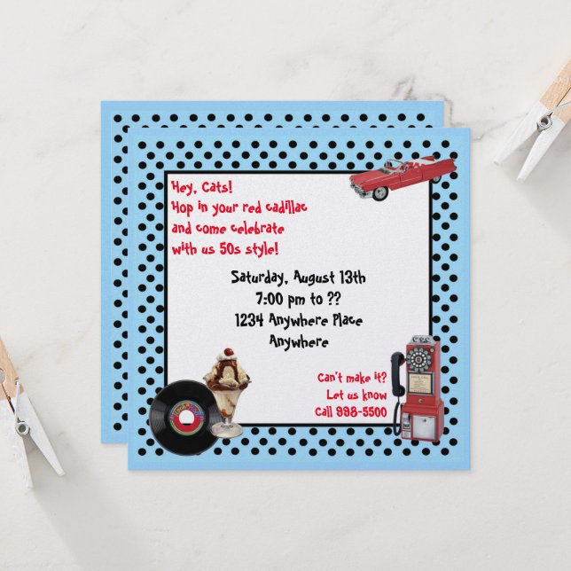 Invitación Cadillac rojo (Anverso/Reverso In Situ)