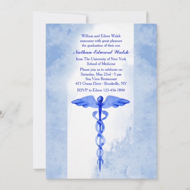 Invitación Caduceo Acuarela (Anverso)