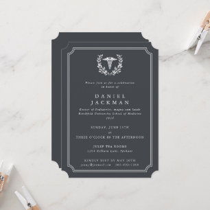 Invitación Caduceo Gris+Laurel Graduación de la Facultad de M