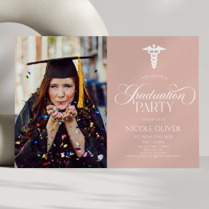 Invitación Caduceo Médico Elegante Imagen Personalizada Gradu