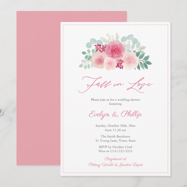 Invitación Cae acuarela Enamorada Fiesta De Ducha Bridal Otoñ (Anverso / Reverso)