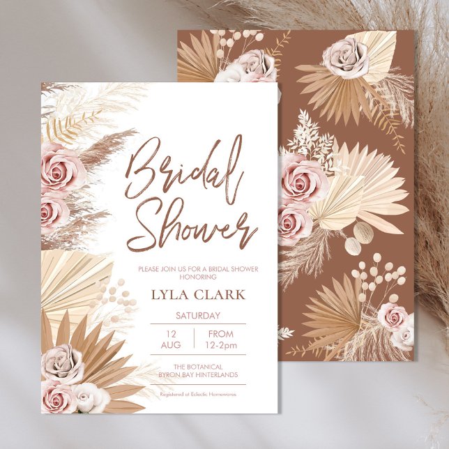 Invitación Cae Boho rústico Pampas Floral Bridal Shower (Subido por el creador)