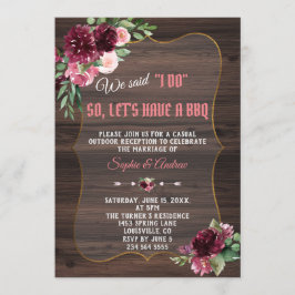Invitación Cae Burgundy Rubor Wood Boda I DO BBQ