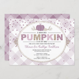 Invitación Cae calabaza ducha gingham confetti púrpura