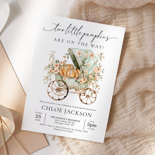 Invitación Cae dos pequeñas calabazas en el Baby Shower de lo (Subido por el creador)