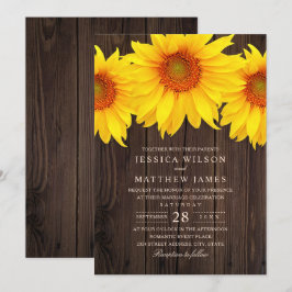 Invitación Cae el Boda del girasol Rústico en el campo