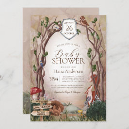 Invitación Cae el bosque de Woodland Animals en la Baby Showe