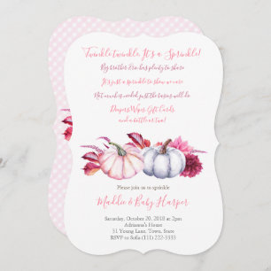 Invitación Cae el rociado del bebé para el Chica con hojas de