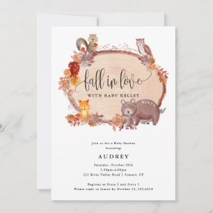 Invitación Cae en amor animales de Woodland, un Baby Shower r