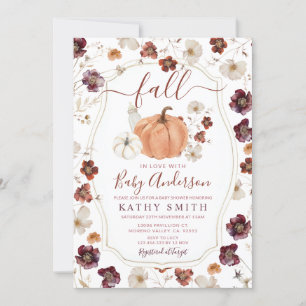 Invitación Cae en amor Autumn Wildflower Pumpkin Baby Shower