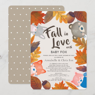 Invitación Cae en amor los animales de Woodland ducha marrón 