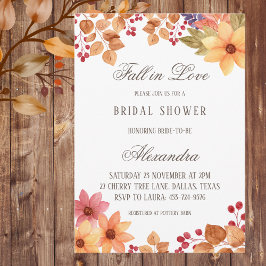 Invitación Cae en amor Rústica ducha de novias en otoño