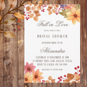 Invitación Cae en amor Rústica ducha de novias en otoño