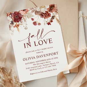 Invitación Cae en amor Rústica ducha de novias florales en ot