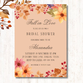 Invitación Cae en amor Rústica floral otoño ducha de novias