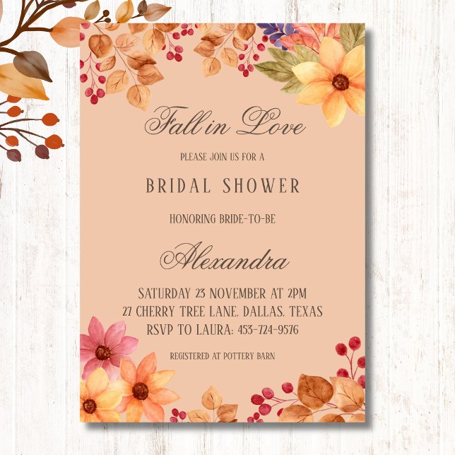 Invitación Cae en amor Rústica floral otoño ducha de novias (Subido por el creador)