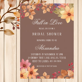 Invitación Cae en amor Rústica Mocha en otoño ducha de novias