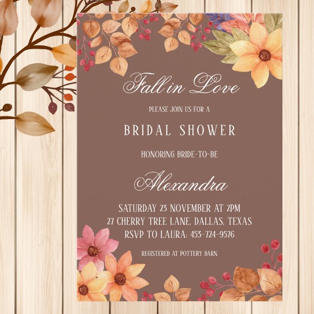Invitación Cae en amor Rústica Mocha en otoño ducha de novias (Subido por el creador)