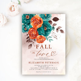 Invitación Cae en amor Terracota Verde azulada ducha nudista 