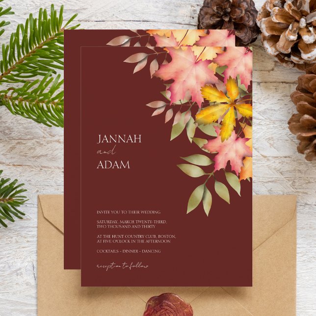 Invitación Cae en amor Terracotta otoño deja Boda (Subido por el creador)