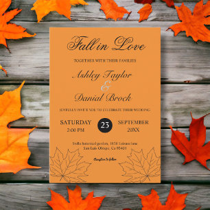 Invitación Cae en el amor Boho Naranja quema Rústicamente y c