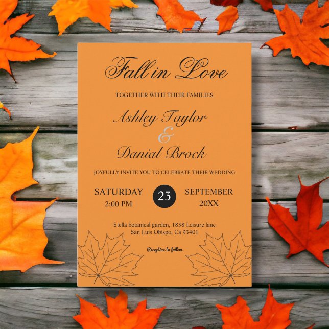 Invitación Cae en el amor Boho Naranja quema Rústicamente y c (Subido por el creador)